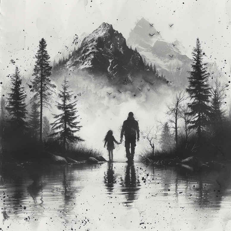 mountain-scenery-tattoo – tattoo design ideas free ai generated – neotraditional-modern-classic – for-calf – Gallery: nature-inkby-ai