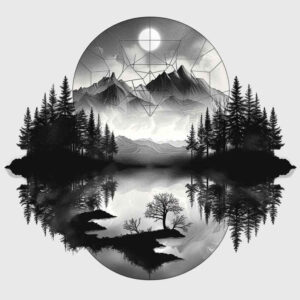 mountain-scenery-tattoo – tattoo design ideas free ai generated – realism-realistic-texture – for-collarbone – Gallery: nature-inkby-ai