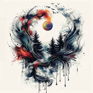 mountain-tattoo – tattoo design ideas free ai generated – neotraditional-bold-texture – for-inner-arm – Gallery: nature-inkby-ai