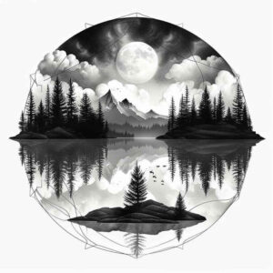 mountain-tattoo – tattoo design ideas free ai generated – neotraditional-soft-blending – for-side-torso – Gallery: nature-inkby-ai