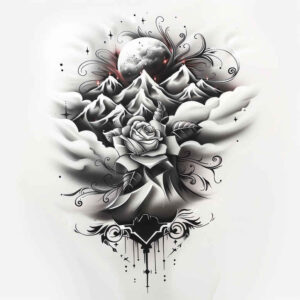 natural-landscape-tattoo – tattoo design ideas free ai generated – neotraditional-dynamic-linework – for-wrist-side – Gallery: nature-inkby-ai