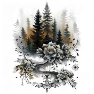 natural-landscape-tattoo – tattoo design ideas free ai generated – neotraditional-refined-detail – for-back-of-neck – Gallery: nature-inkby-ai