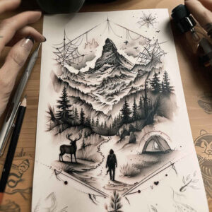 natural-landscape-tattoo – tattoo design ideas free ai generated – realism-lifelike – for-upper-arm – Gallery: nature-inkby-ai