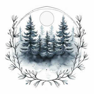 natural-landscape-tattoo – tattoo design ideas free ai generated – surrealism-phantom-shadows – for-calf – Gallery: nature-inkby-ai
