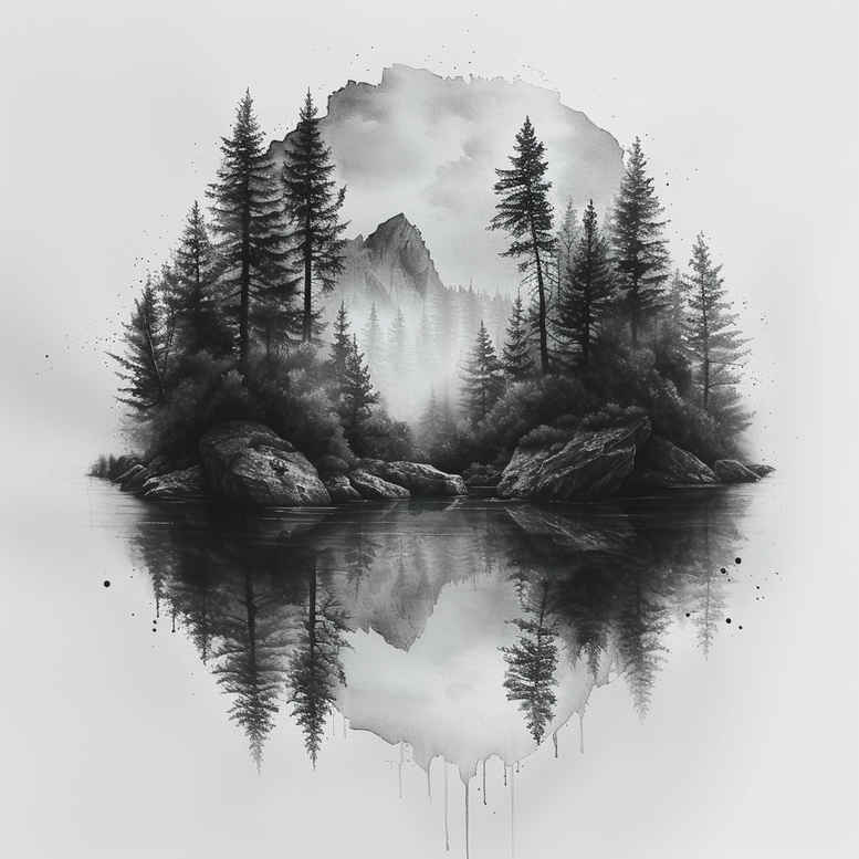 natural-scenery-tattoo – tattoo design ideas free ai generated – neotraditional-rich-shading – for-upper-back – Gallery: nature-inkby-ai