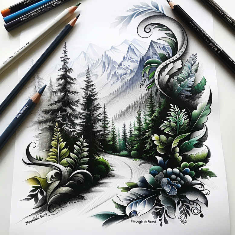 nature-motion-tattoo – tattoo design ideas free ai generated – neotraditional-artistic-contrast – for-toe – Gallery: nature-inkby-ai