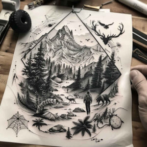 nature-motion-tattoo – tattoo design ideas free ai generated – neotraditional-dynamic-color – for-outer-arm – Gallery: nature-inkby-ai