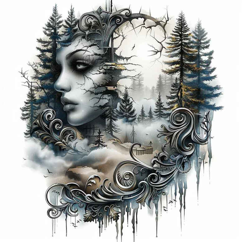 nature-motion-tattoo – tattoo design ideas free ai generated – surrealism-abstract – for-knee – Gallery: nature-inkby-ai