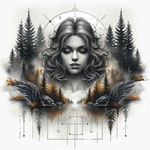 peaceful-nature-tattoo – tattoo design ideas free ai generated – neotraditional-defined-outlines – for-ankle – Gallery: nature-inkby-ai