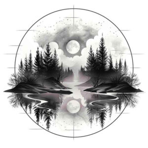peaceful-nature-tattoo – tattoo design ideas free ai generated – neotraditional-sharp-edges – for-shoulder-blade – Gallery: nature-inkby-ai