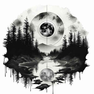 peaceful-nature-tattoo – tattoo design ideas free ai generated – realism-soft-transitions – for-lower-thigh – Gallery: nature-inkby-ai