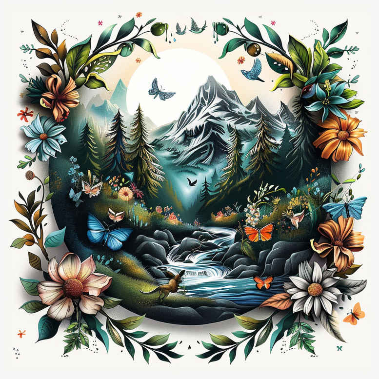 plant-tattoo – tattoo design ideas free ai generated – neotraditional-vivid-detail – for-lower-thigh – Gallery: nature-inkby-ai