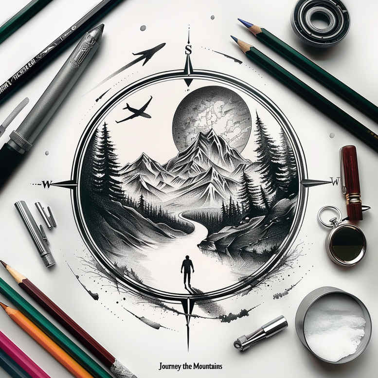 river-tattoo – tattoo design ideas free ai generated – realism-gentle-shadow – for-palm – Gallery: nature-inkby-ai