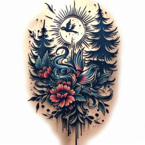river-tattoo – tattoo design ideas free ai generated – surrealism-enigmatic – for-wrist-side – Gallery: nature-inkby-ai