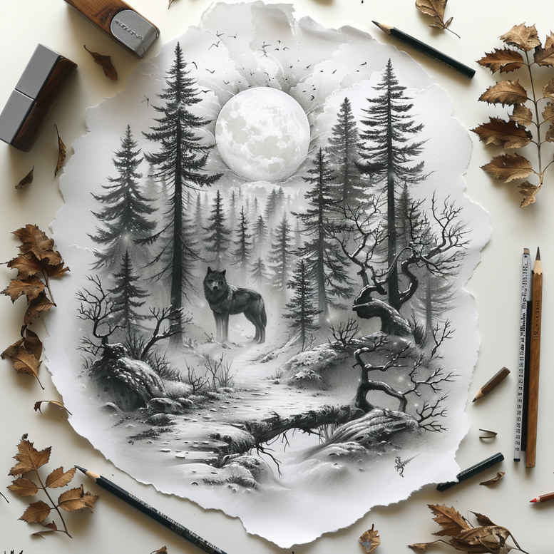 river-tattoo – tattoo design ideas free ai generated – surrealism-unreal – for-scapula – Gallery: nature-inkby-ai