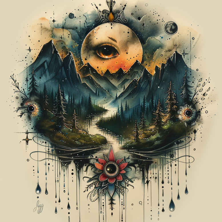 rock-tattoo – tattoo design ideas free ai generated – neotraditional-textural-detail – for-collarbone – Gallery: nature-inkby-ai
