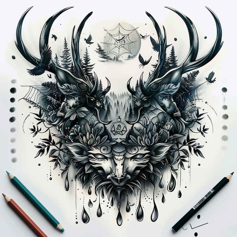rock-tattoo – tattoo design ideas free ai generated – surrealism-ethereal – for-collarbone – Gallery: nature-inkby-ai