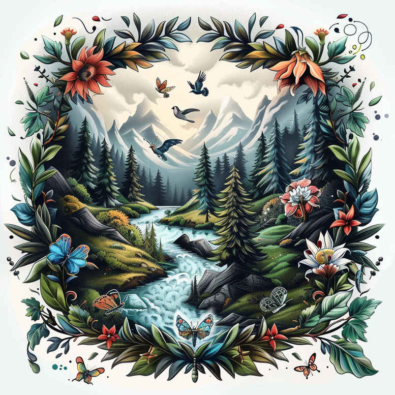 root-tattoo – tattoo design ideas free ai generated – neotraditional-crisp-lines – for-sternum – Gallery: nature-inkby-ai