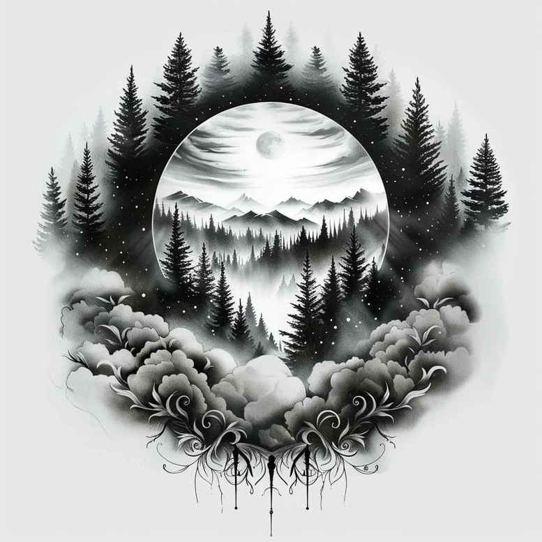 sea-tattoo – tattoo design ideas free ai generated – surrealism-melting-forms – for-collarbone – Gallery: nature-inkby-ai