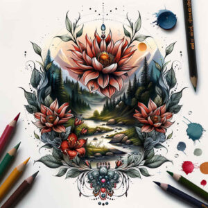 shaded-nature-tattoo – tattoo design ideas free ai generated – neotraditional-modern-classic – for-side – Gallery: nature-inkby-ai