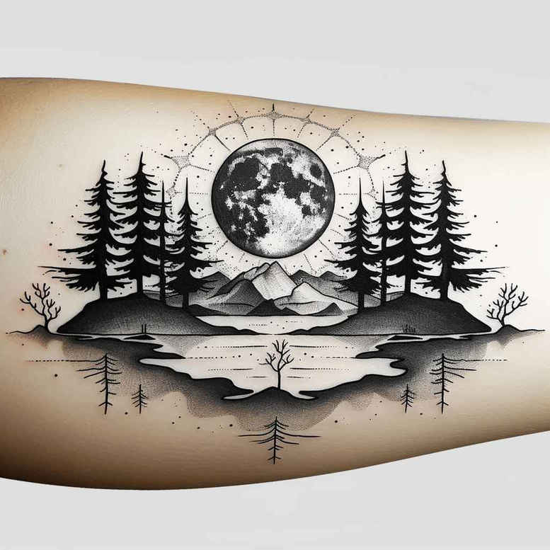 shaded-nature-tattoo – tattoo design ideas free ai generated – realism-glass-effect – for-upper-back – Gallery: nature-inkby-ai