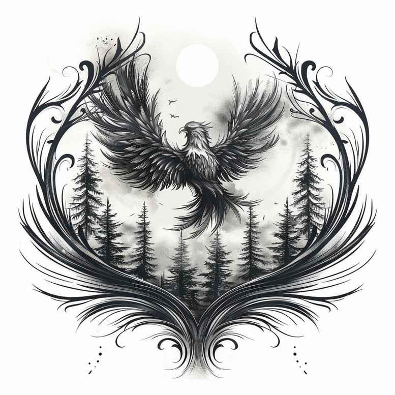 shaded-nature-tattoo – tattoo design ideas free ai generated – realism-living-skin – for-lower-chest – Gallery: nature-inkby-ai