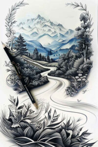 shaded-nature-tattoo – tattoo design ideas free ai generated – realism-organic-structure – for-back-of-neck – Gallery: nature-inkby-ai