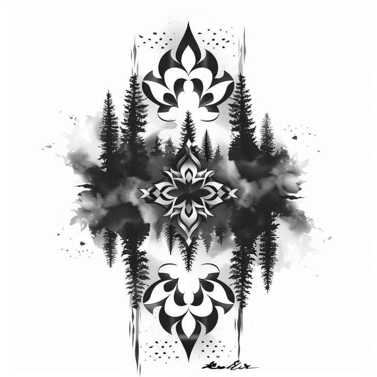 shaded-nature-tattoo – tattoo design ideas free ai generated – surrealism-shadow-play – for-hip – Gallery: nature-inkby-ai