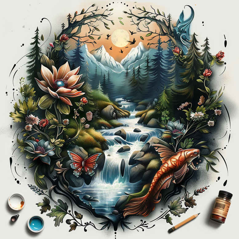 star-tattoo – tattoo design ideas free ai generated – neotraditional-bold-highlights – for-upper-shoulder – Gallery: nature-inkby-ai