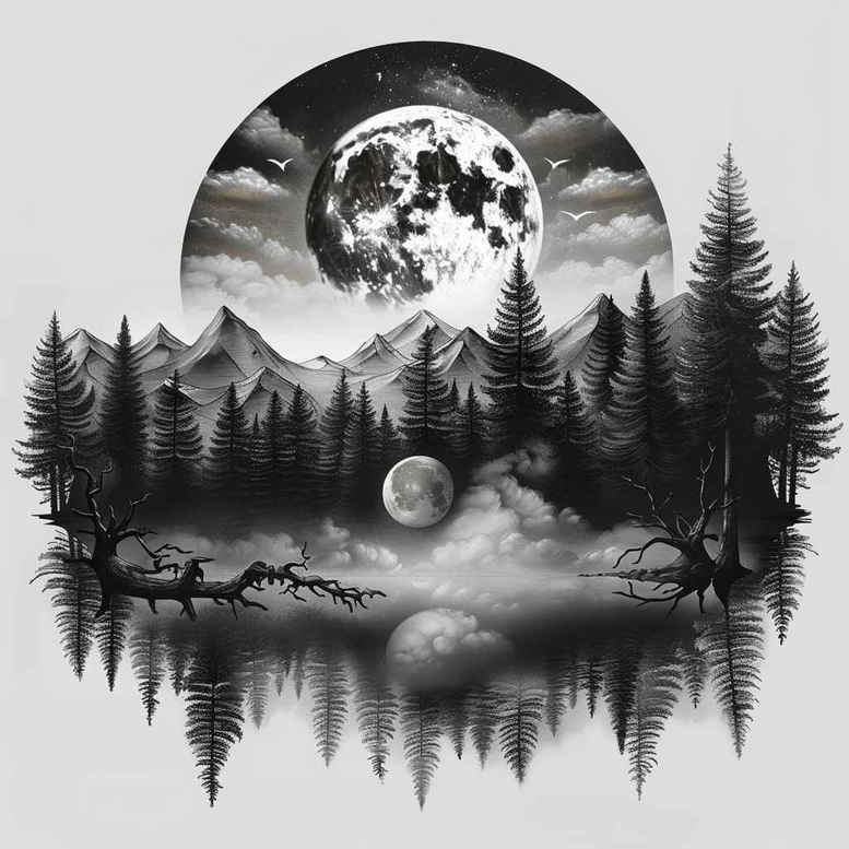 star-tattoo – tattoo design ideas free ai generated – surrealism-subconscious-themes – for-back-of-neck – Gallery: nature-inkby-ai