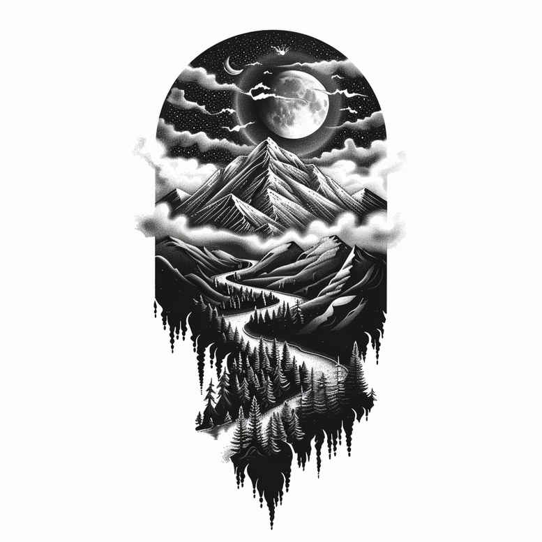 stone-tattoo – tattoo design ideas free ai generated – neotraditional-crisp-lines – for-stomach – Gallery: nature-inkby-ai