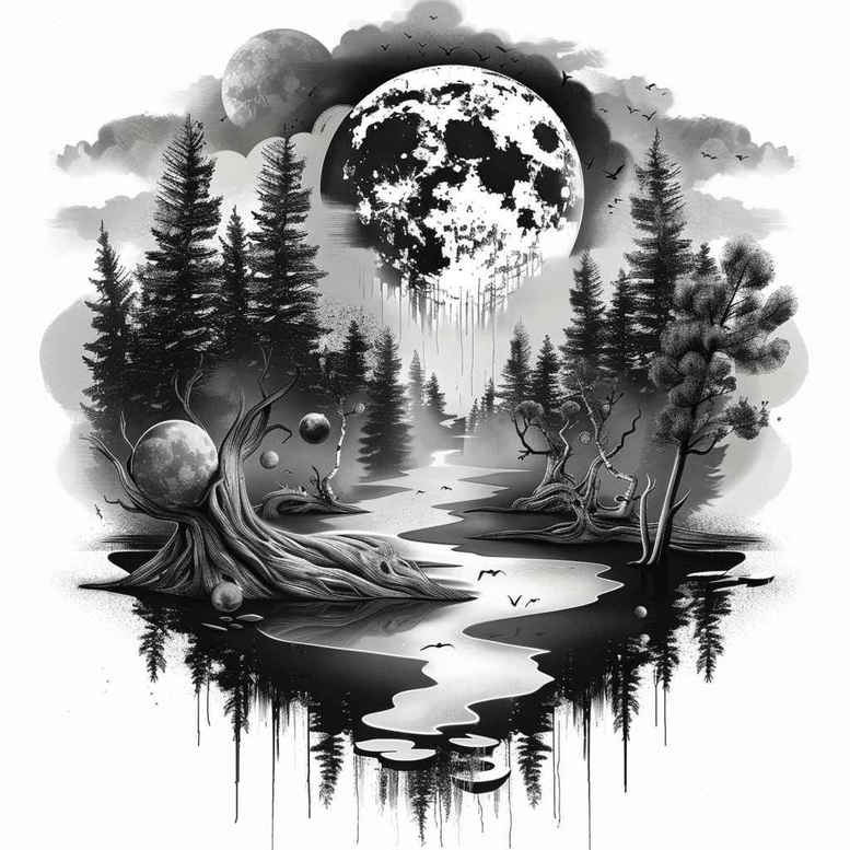stone-tattoo – tattoo design ideas free ai generated – realism-depth-illusion – for-shin – Gallery: nature-inkby-ai