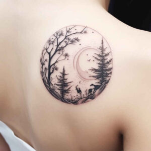 nature tattoo design ideas precise lines delicate for lower back