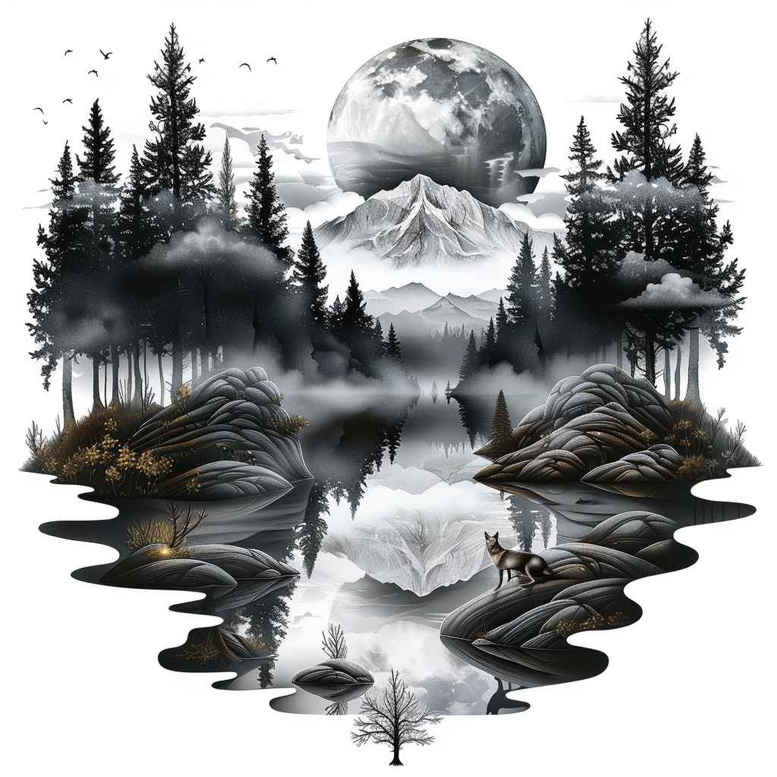 nature tattoo design ideas Surrealism shifting shapes detailed for toe