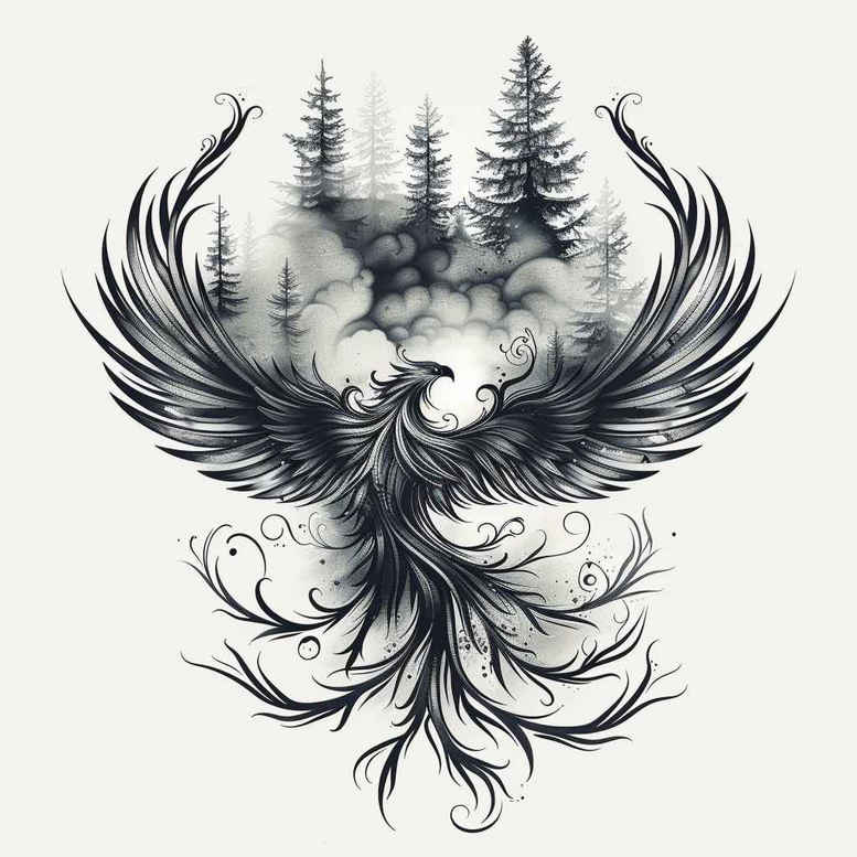 nature tattoo design ideas strong contrast fauna for lower chest