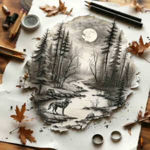 nature tattoo design ideas Realism soft contrast fauna for lower leg