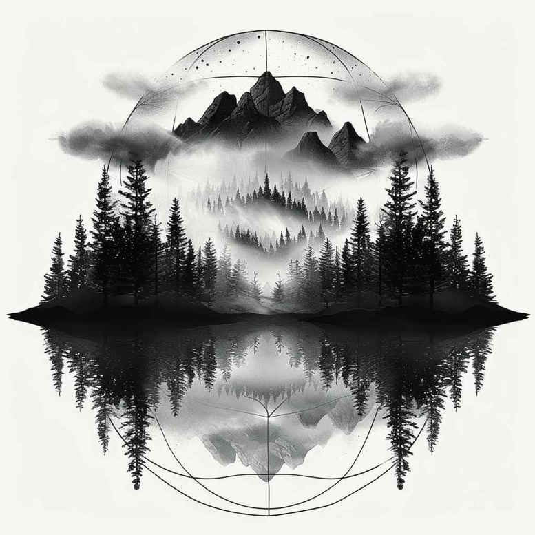 nature tattoo design ideas bold color blocks fauna stands for perseverance