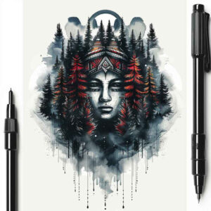 nature tattoo design ideas Surrealism fluid forms flowing symbol of resilience