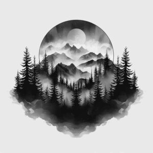nature tattoo design ideas realistic shadowing forest embodying determination