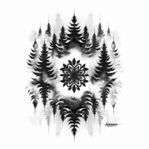 nature tattoo design ideas moody forest for abdomen