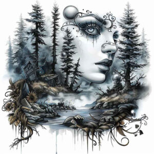 nature tattoo design ideas Realism natural contrast forest for chest