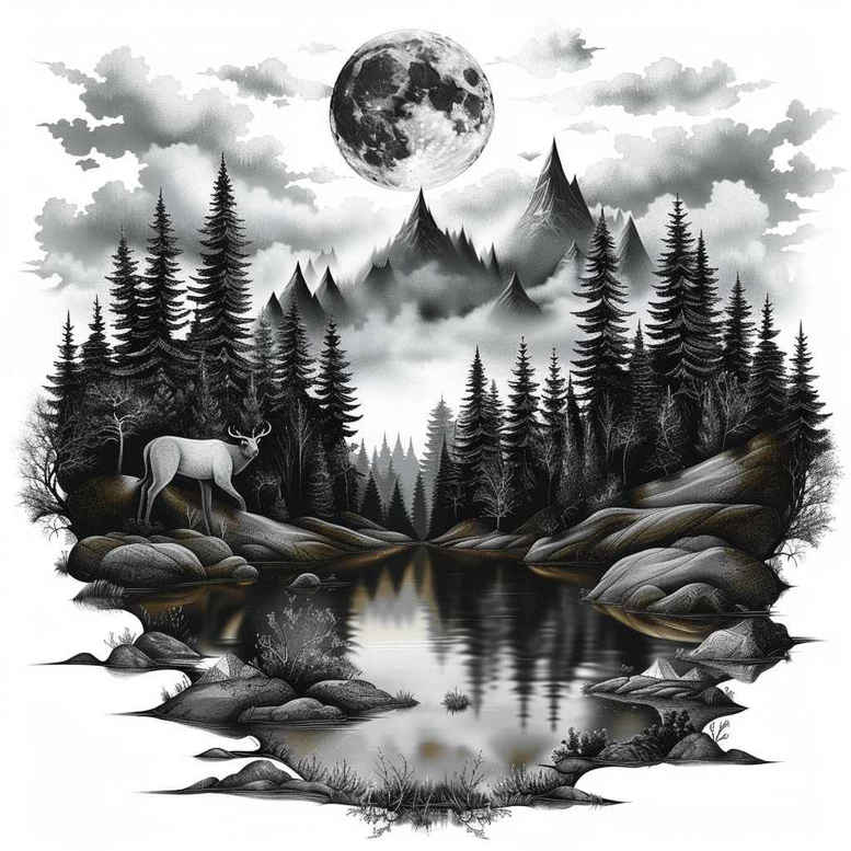 nature tattoo design ideas layered color garden for stomach