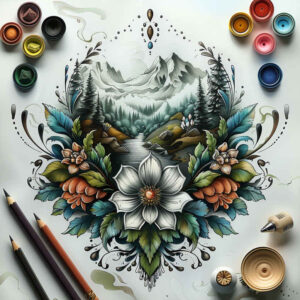 nature tattoo design ideas Realism soft focus gentle for sternum