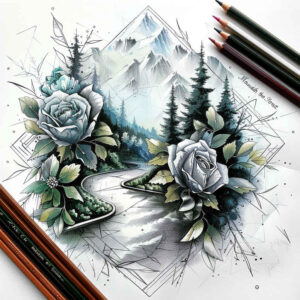 nature tattoo design ideas defined outlines layered for fingers