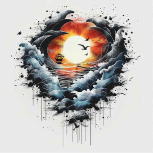 nature tattoo design ideas fluid motion layered for nape