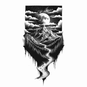 nature tattoo design ideas strong contrast layered for upper chest