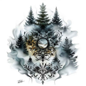 nature tattoo design ideas deep blacks natural curves stands for strength