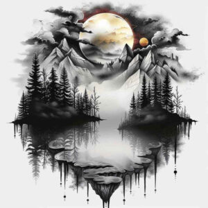 nature tattoo design ideas mirrored effect natural detail for lower thigh