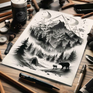 nature tattoo design ideas clear lines natural elements for back of neck