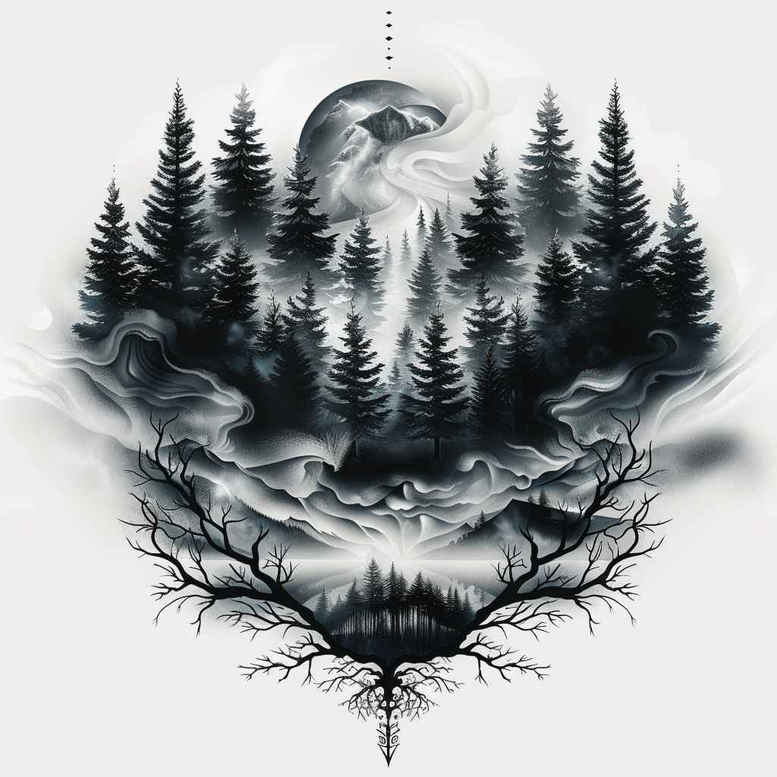 nature tattoo design ideas textured natural elements for shoulder blade